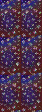 Robot resim. Şirin çiçek elementleri. Mor ve mor renkli çiçekler. Raster illüstrasyonu.