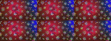 Raster illüstrasyonundaki çiçek desenli çizim. Düz Çiçek Elementleri Tasarımı. Kırmızı ve kahverengi renkte çiçekler. Renkli Bahar Teması çizim şablonu.