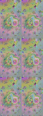 Küçük çiçekteki sevimli çiçek deseni. Robot resim. Raster illüstrasyonu.