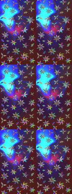 Raster çiçekleri klasik tarzda çizilmiş. Mor ve mor renkte bahar çiçekleri. Raster illüstrasyonu. Çiçekli yumuşak çizim deseni.