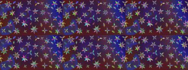 Renkli Bahar Teması eskiz kalıbı. Düz Çiçek Elementleri Tasarımı. Raster illüstrasyonundaki çiçek desenli çizim. Mor ve mor renkte çiçekler.