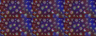 Raster illüstrasyonu. Asya tekstil tarzında. Renkli Bahar Teması eskiz kalıbı. Düz Çiçek Elementleri Tasarımı. Mor ve mor renkli çiçekler. Çiçek desenini çiz.