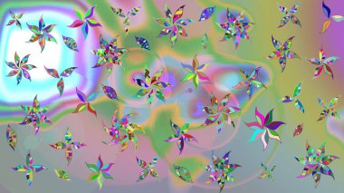 Çiçek arkaplan. Raster illüstrasyonu. Renkli çizim kalıbı. Tarafsız ve mavi renklerde şirin tekstil tarzında. Çiçek duvar kağıdı.