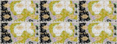 Çiçek deseni. Duvar kâğıdı barok, İspanyol kumaşı. Kusursuz raster arka plan. Kahverengi ve bej renklerde altın elementler. Şekil grafik deseni.