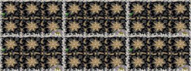 Çiçek deseni. Duvar kâğıdı barok, İspanyol kumaşı. Kusursuz raster arka plan. Kahverengi ve bej renklerde altın elementler. Şekil grafik deseni.