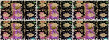 Çiçek deseni. Duvar kâğıdı barok, İspanyol kumaşı. Kusursuz raster arka plan. Kahverengi ve bej renklerde altın elementler. Şekil grafik deseni.