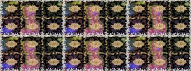 Çiçek deseni. Duvar kâğıdı barok, İspanyol kumaşı. Kusursuz raster arka plan. Kahverengi ve bej renklerde altın elementler. Şekil grafik deseni.