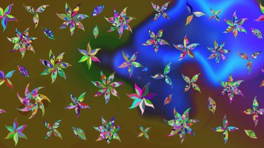 Art Inspi tarzı çiçekler ve arka plan bırakıyor. Karalama çiçekleri çizim kalıbı. Raster deseni. El çizimi desen.