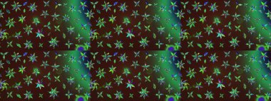 Renkli etnik çiçeklerle süslenmiş zarif bir eskiz şekli. Asya Tekstil 'inde Raster Çiçek İllüstrasyonu.