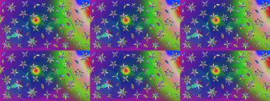 Mavi ve yeşil çiçekli eskiz deseni, suluboya çiçek deseni, sevimli çiçek, duvar kağıdı, kart veya kumaş için fayanslı. Raster - stok.