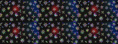 Renklerde güzel çiçekler ve yapraklar olan eskiz deseni, suluboya çiçek deseni, duvar kağıdı, kart veya kumaş için fayanslı. Raster illüstrasyonu.