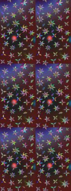 Renklerde güzel çiçekler ve yapraklar olan eskiz deseni, suluboya çiçek deseni, duvar kağıdı, kart veya kumaş için fayanslı. Raster illüstrasyonu.