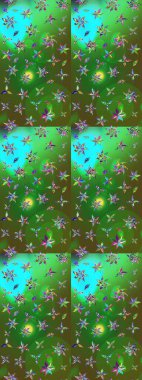 Kumaş desenli papatya çiçeği detayı. Renkli çiçekler.