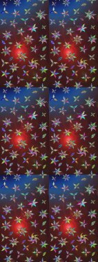 Şirin çiçek elementleri. Kahverengi ve mor renkli çiçekler. Raster illüstrasyonu. Çizim.