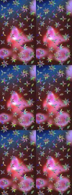 Raster illüstrasyonundaki çiçek desenli çizim. Kahverengi ve mavi renkli çiçekler. Renkli Bahar Teması eskiz kalıbı. Düz Çiçek Elementleri Tasarımı.