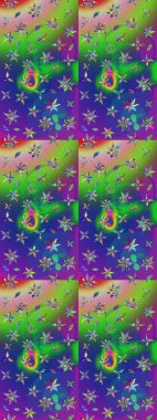 Gömlek baskısı için çiçek boyası. Çiçek desenli eskiz. Yeşil ve mavi renkte çiçekler.