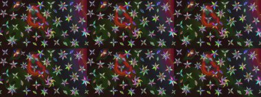 Çiçekli karalama şeklinde Raster çiçek deseni. Nazik, narin çiçek arkaplanı. Renkli çiçekler.