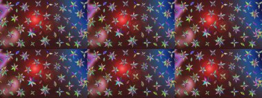 3D çiçekler, eskiz. Raster illüstrasyonu. Kahverengi ve mor renklerde.