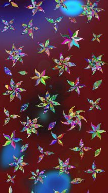 Kırmızı ve kahverengi renkte zarif çiçekli suluboya. Renkli Bahar Teması eskiz kalıbı. Düz Çiçek Elementleri Tasarımı. Raster illüstrasyonu.