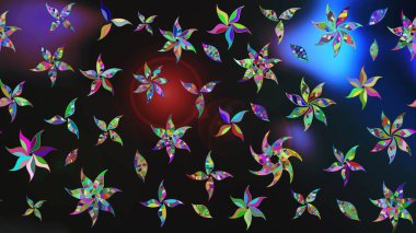 Çiçek desenli çizim. Raster illüstrasyonu. Asyalı tekstil renkleri.