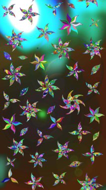 Raster illüstrasyonu. Gri ve kahverengi renklerde. Çiçekli güzel suluboya desen.