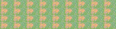 Çiçekli ipek eşarp. El çizimi çiçek unsurları olan soyut çizim raster deseni. 1950-1960 motifleri. Retro tekstil tasarım koleksiyonu. Tarafsız ve yeşil tarafsız ve yeşil.
