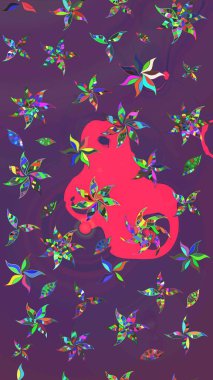 Tropik çiçekler. Mor ve mor renkli çiçekler. Gömlek çizimi Arkaplan Deseni.