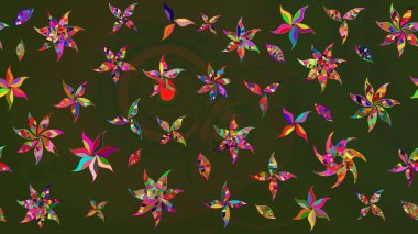 Güzel eskiz şekli. Güzel kumaş deseni. Renkli Yaz Temalı eskiz kalıbı. Raster çiçekli arka plan. Düz Çiçek Elementleri Tasarımı. Yazdır.