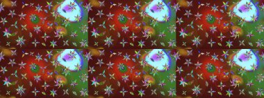 Tekstil ve kapak tasarımı için mükemmel. Doodle tarzı. Renkli kahverengi ve yeşil çizim deseni. Elle çizilmiş sonbahar çiçeği deseni. Kahverengi ve yeşil renkte çiçekler.