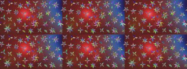 Çiçekli çizim şekli. Kahverengi ve kırmızı renkte çiçekler. Renkli Bahar Teması eskiz kalıbı. Düz Çiçek Elementleri Tasarımı.