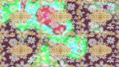 Klasik klasik klasik arka plan. Geleneksel oryantasyon süsü. Klasik Raster çizimi nötr ve altın desenli.