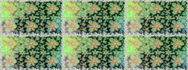 Damask pürüzsüz yineleme kalıbı. Yeşil renklerdeki altın element. Barok tarzında altın çiçekli süs. Antika altın tekrarlanabilir duvar kağıdı.