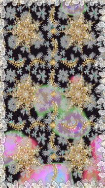 Doğu tarzı arabesk tarzında altın elementler. Kusursuz altın desenli bukleler. Raster altın pürüzsüz desen. Gri renklerde kusursuz desen.