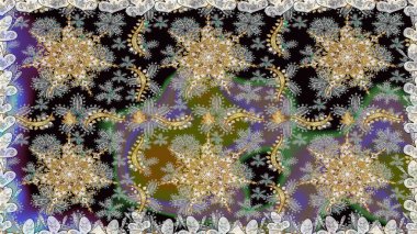 Sembol bayramı, yeni yıl kutlamaları, altın desenler. Kış kar dokusu duvar kağıdı. Noel altın kar tanesi kusursuz desen. Gri renkli altın kar taneleri.