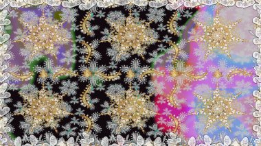 Kusursuz altın desen. Raster altın çiçek süsü brokar kumaş ve cam desenli. Çiçek desenli altın metal. Altın elementli gri renkler.