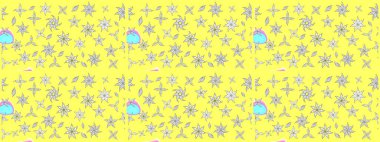 Renkli Bahar Teması eskiz kalıbı. Sarı ve beyaz renkte çiçekler. Düz Çiçek Elementleri Tasarımı. Güzel çiçek deseni..