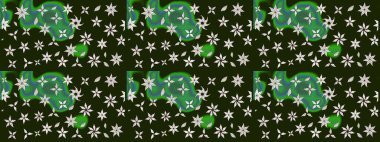 Düz Çiçek Elementleri Tasarımı. Raster Illustrasyon 'daki Çiçek Deseni' nin son moda çizimi. Güzel kumaş deseni. Renkli Yaz Teması çizim şablonu.