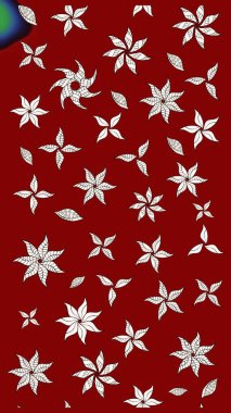 Çiçekler. Vadinin çiçekleri kırmızı ve nötr renklerde. Soyut etnik raster çizim kalıbı.