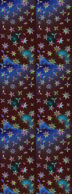 Kahverengi ve mavi renkli çiçekler. Raster illüstrasyonunda çiçek deseni çizimi.