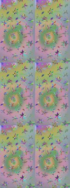 Yazdır. Renkli Yaz Temalı eskiz kalıbı. Raster çiçekli arka plan. Güzel eskiz şekli. Güzel kumaş deseni. Düz Çiçek Elementleri Tasarımı.