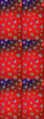 Kırmızı ve kahverengi renkte çiçekler. Raster illüstrasyonunda çiçek deseni çizimi.