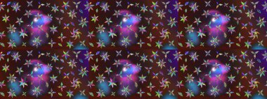 Renkli Bahar Teması eskiz kalıbı. Raster. Düz Çiçek Elementleri Tasarımı.