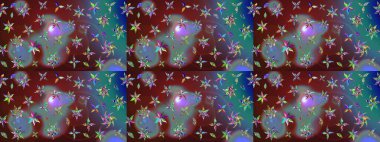 Küçük çiçekli basit bir çiçek çizimi. Kahverengi ve mavi renkte şirin çiçekler. Moda baskısı, albüm, ambalaj kağıdı ve duvar kağıdı için zarif dekoratif süslemeler. Raster illüstrasyonu.