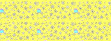 Renkli Bahar Teması eskiz kalıbı. Sarı ve beyaz renkte çiçekler. Düz Çiçek Elementleri Tasarımı. Güzel çiçek deseni..