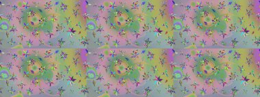 Raster illüstrasyonundaki çiçek desenli çizim. Tarafsız ve yeşil renklerde çiçekler. Düz Çiçek Elementleri Tasarımı. Renkli Yaz Teması çizim şablonu.