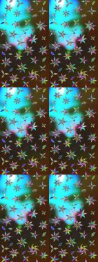 Kahverengi ve mavi renkte güzel çiçekli eskiz deseni, suluboya çiçek deseni, duvar kağıdı, kart veya kumaş için fayanslı. Raster..