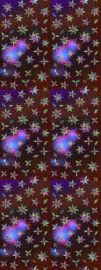 Çiçekli el çizimi çizimi deseni. Modern gelişim kahverengi ve mor raster arka plan duvar kâğıdı illüstrasyonu klasik çizgili iz sürme desenli çiçekler, çiçekli süsler.