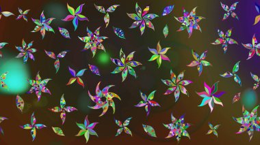 Raster illüstrasyonu. Küçük çiçekli yay deseni çiz. Suluboya tarzında kahverengi ve gri renkler üzerine.