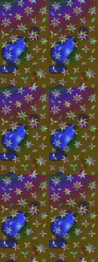 Eskiz klasiği. Raster Şirin kumaş deseni. Renkli Bahar Teması eskiz kalıbı. Düz Çiçek Elementleri Tasarımı.