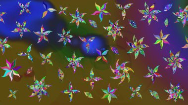 Renkli Bahar Teması eskiz kalıbı. Çiçekli çiçek deseni, suluboya. Renkli çiçekler. Raster illüstrasyonu. Düz Çiçek Elementleri Tasarımı.